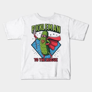 Pickleman To the Rescue Pickleball Pickle Humor Kids T-Shirt